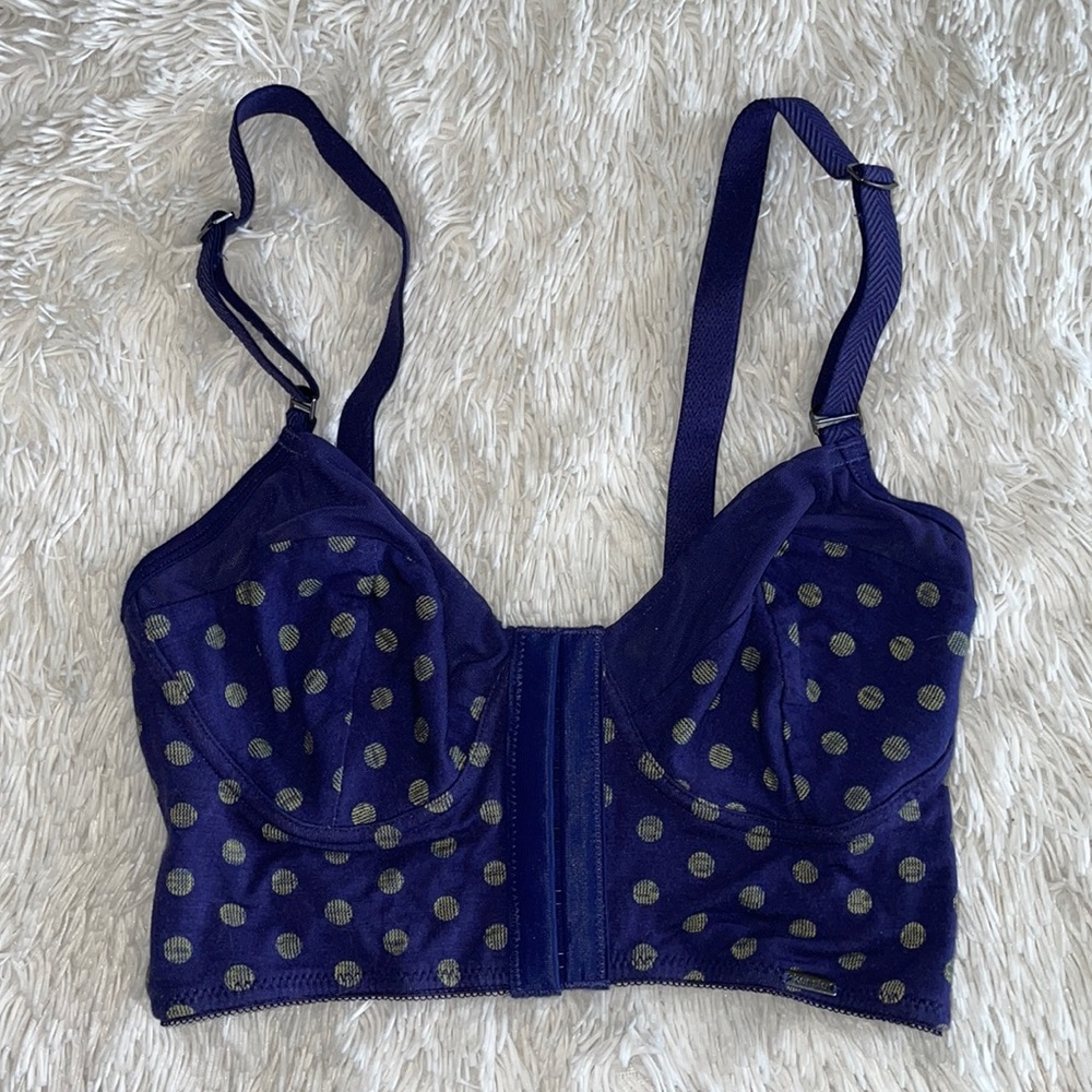 Navy Polka Dot Kensie Clasp Bralette